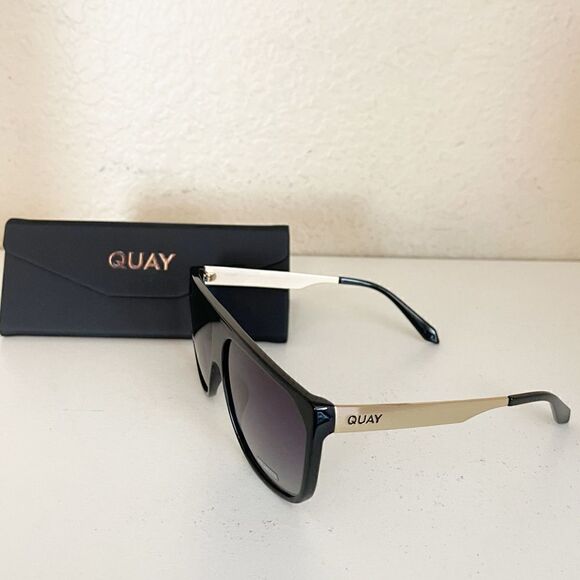 QUAY NO CURFEW POLARIZED black smoke oversized shield Sunglasses. NWT - Picture 9 of 11
